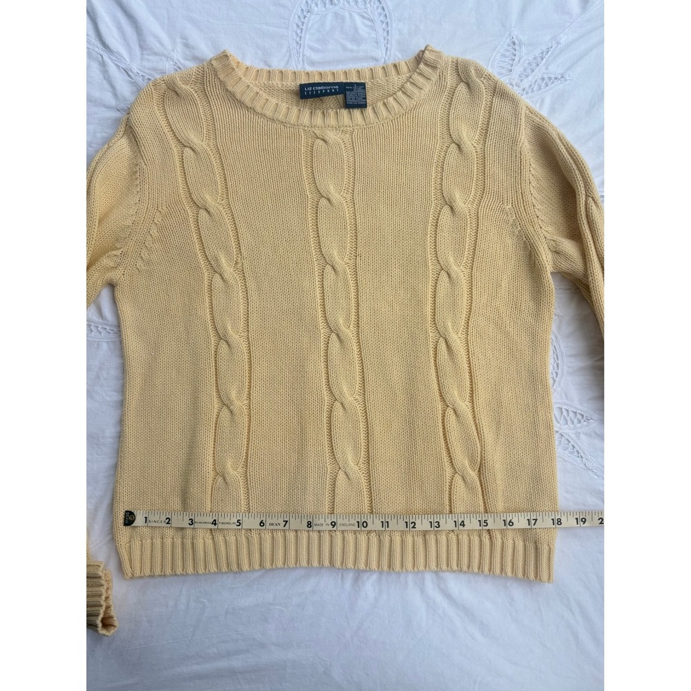 Butter Yellow 100% Cotton Cable Knit Sweater Liz Claiborne Lizsport S